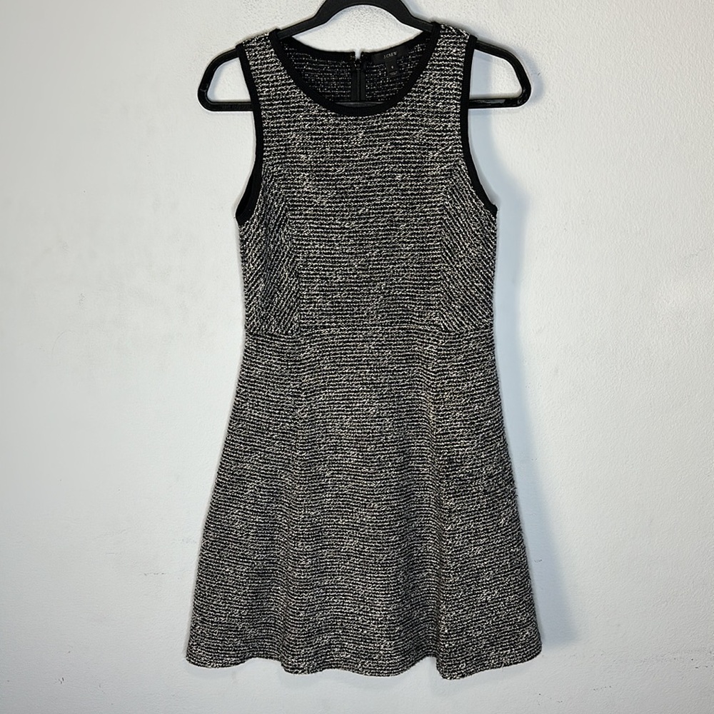 J. Crew black Wool Blend Dress with Silk Trim 6